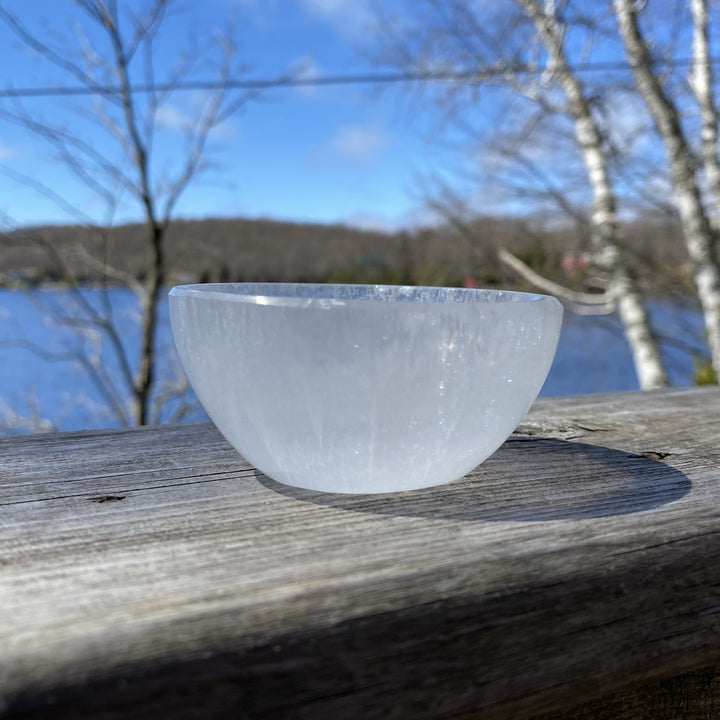 3” Round Satin Spar (Selenite) Crystal Bowl