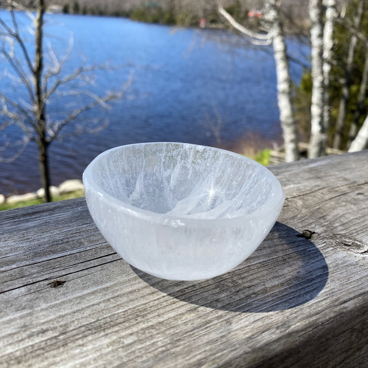 3” Round Satin Spar (Selenite) Crystal Bowl